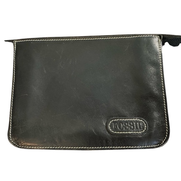 Fossil Handbags - Fossil Black Leather Zippered Cosmetic Bag BNWT